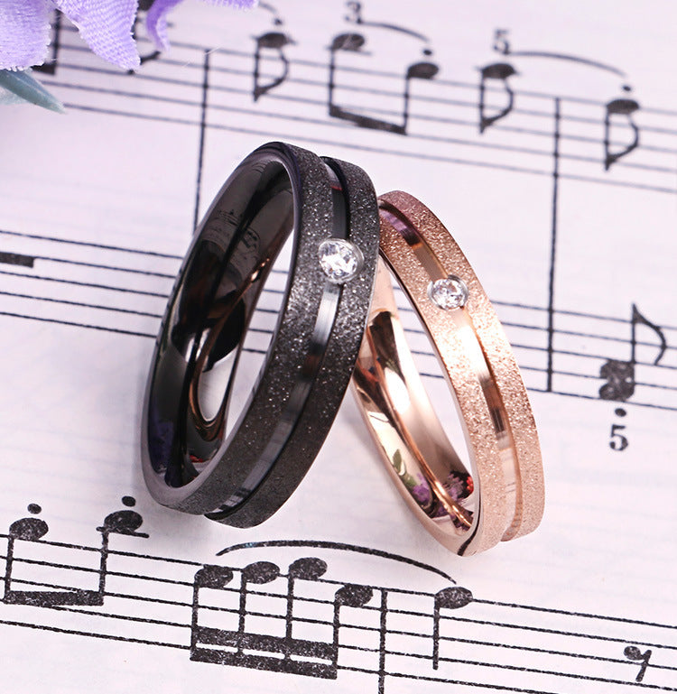 Couple Rings Japanese And Korean Style Rose Gold And Black Rings