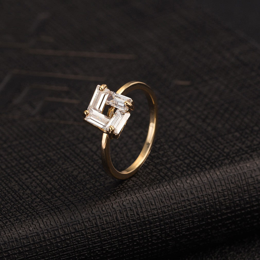 Real Gold Platinum Electroplated Zircon Ring