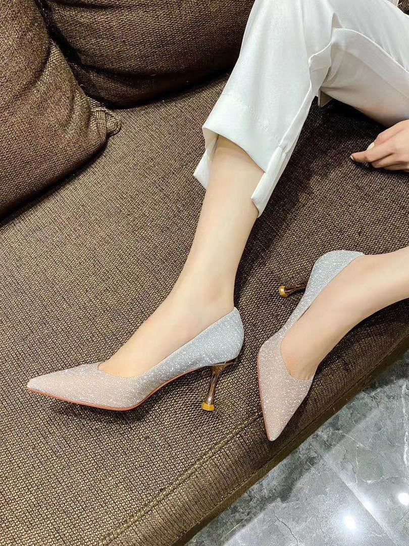 Party Crystal Pointed Toe Stiletto Bridesmaid Single Shoes Women High Heels