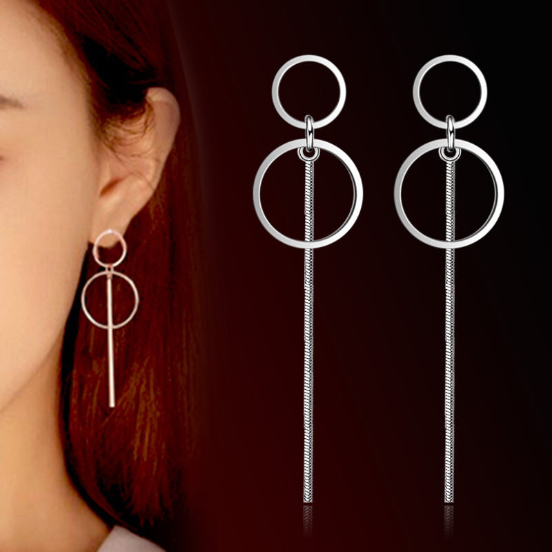 Simple pearl tassel earrings sterling silver earrings long earrings ear