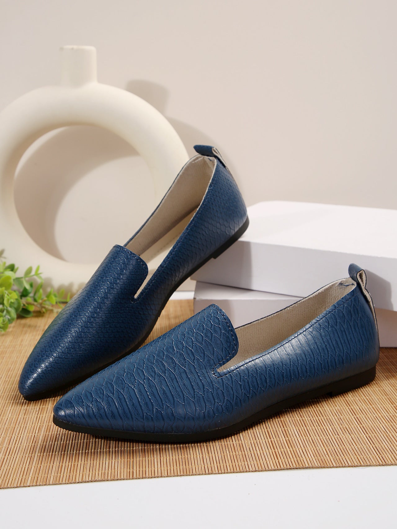 Simple Pointed Snake Pattern Flat Pumps Foreign Trade Slip-on Lazy Shoes