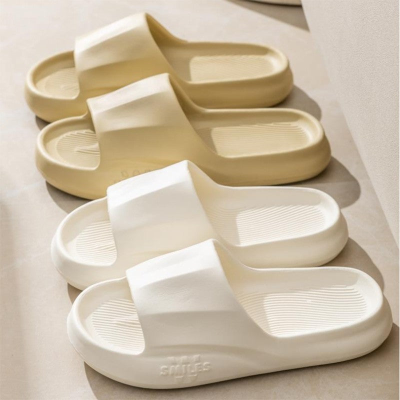 New Solid Striped Peep-toe Home Slippers Women Men House Shoes Non-slip Floor Bathroom Slippers For Couple