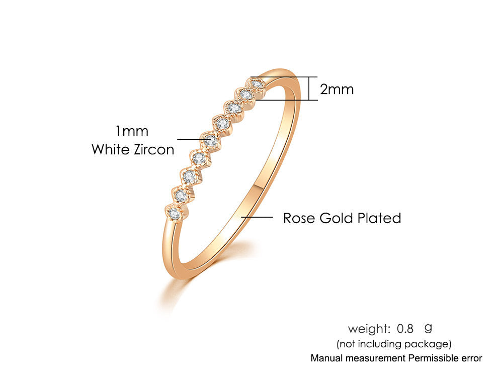 Diamond In The Debris Micro-inlaid Women's Thin Ring Gold-plated Simple
