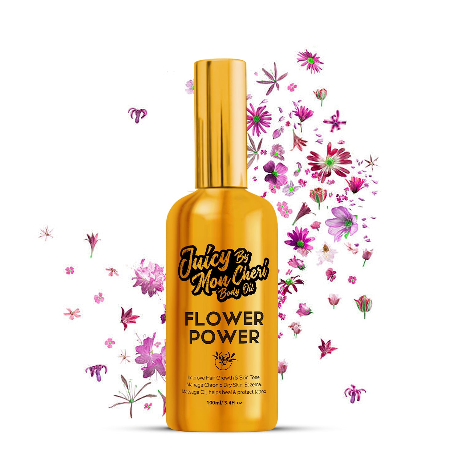 Body Oil Spray Juicy By Mon Cheri Black Seed Body Oil ( Flower Power Scented)