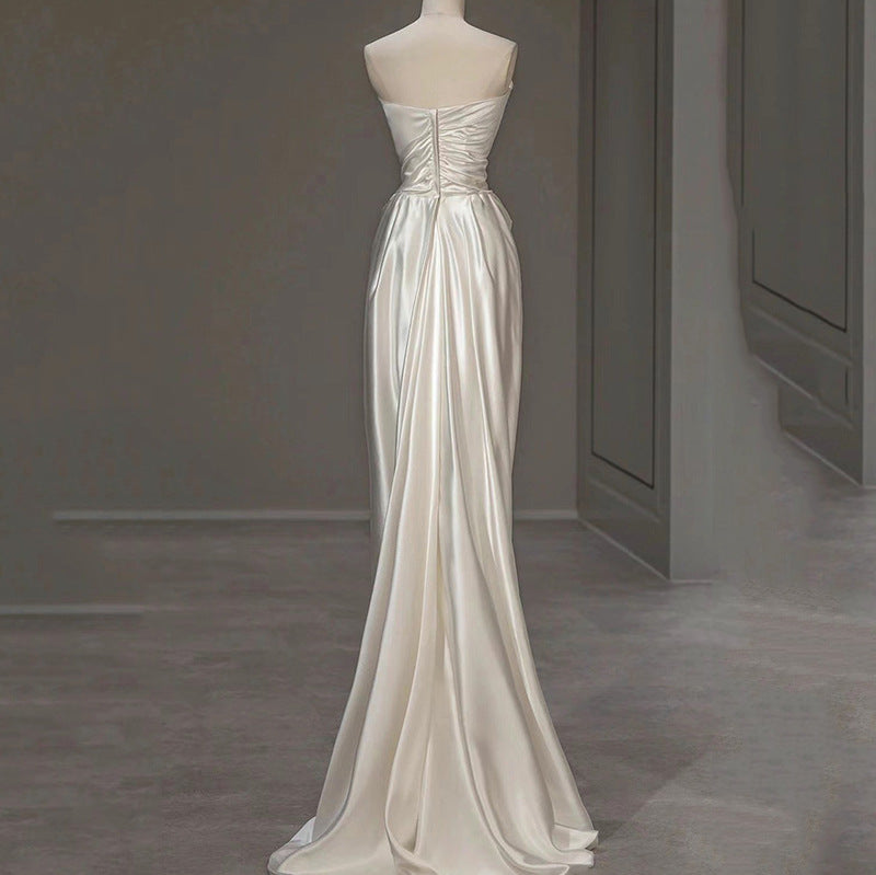 Satin Light Wedding Dress French White