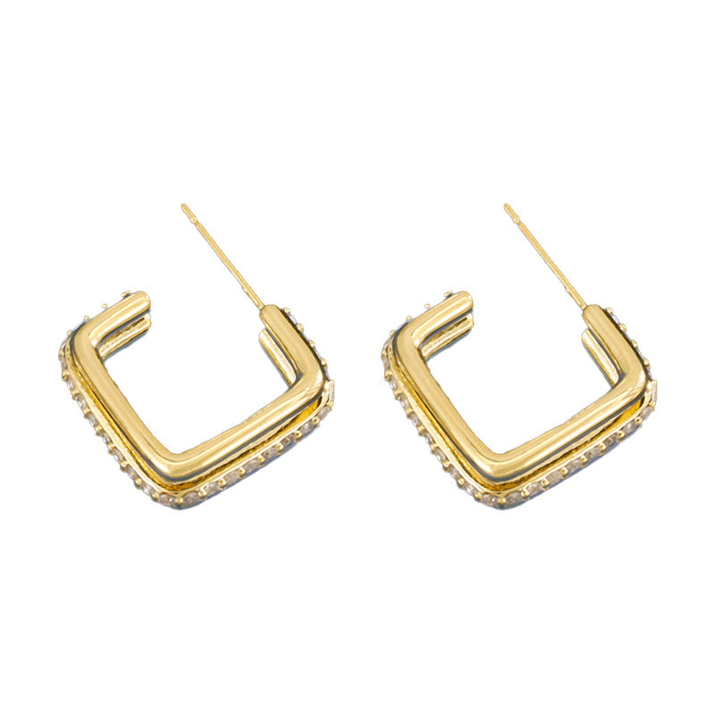 Special-interest Design Three-layer Square Stud Earrings