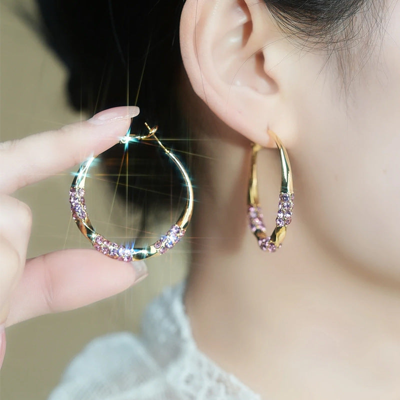 Fashion Circle Zircon Earrings Special-interest Design