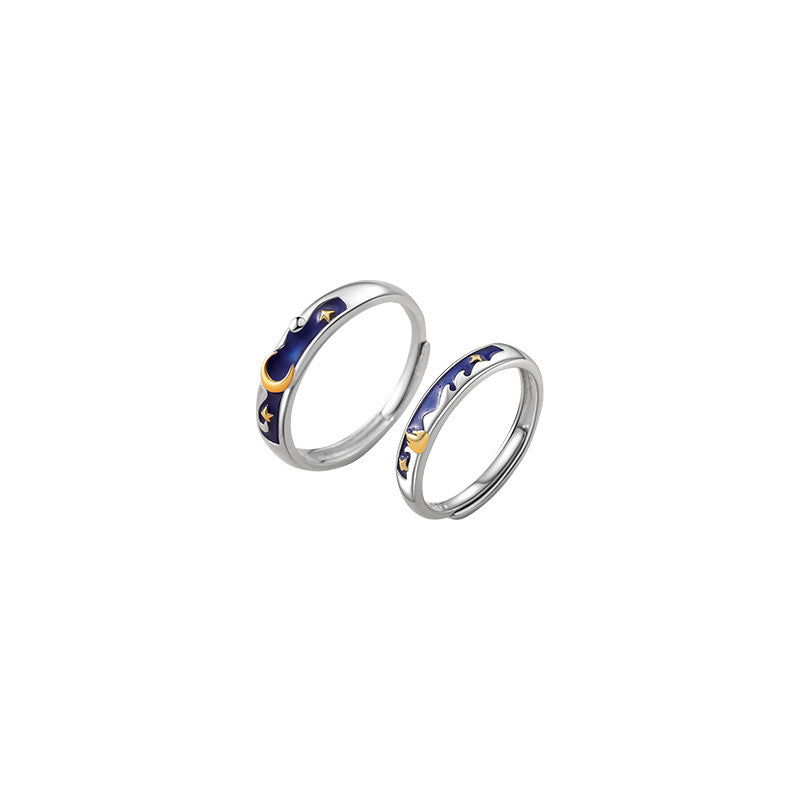 Star And Moon Couple Ring Pair