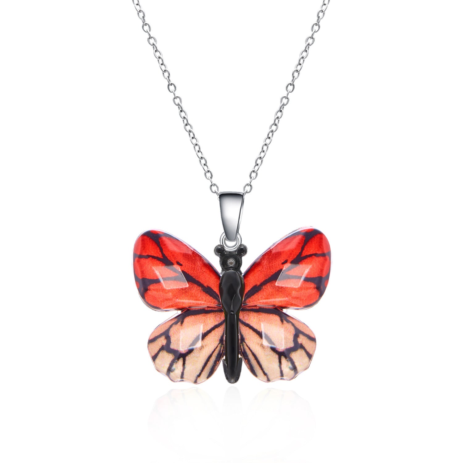 Women's Stainless Steel Retro Multi-color Butterfly Necklace