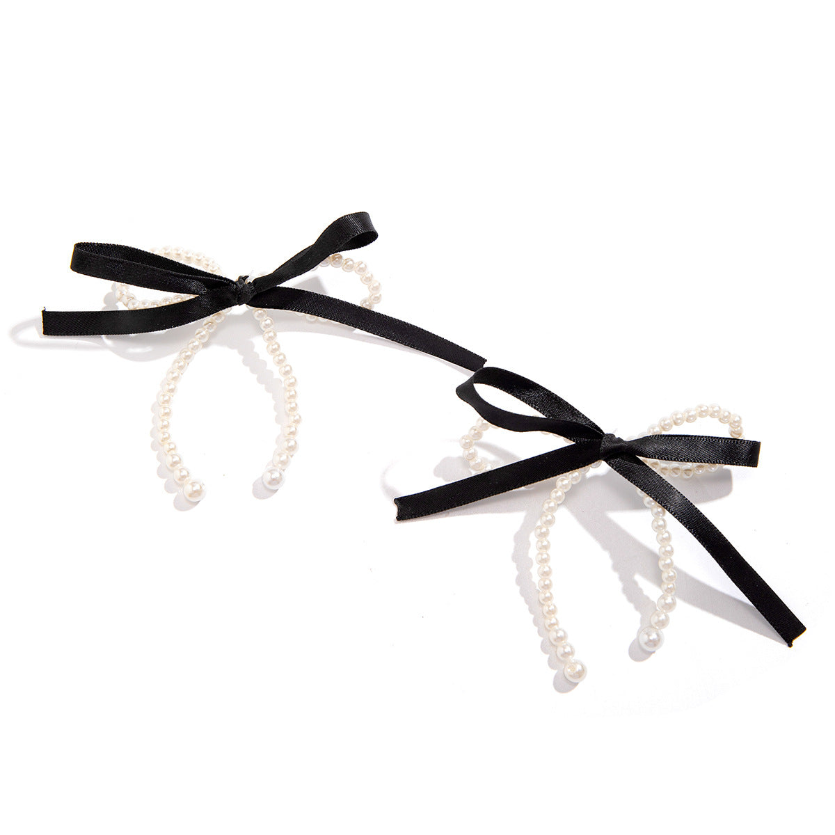 Ribbon Knotted Bow Stud Earrings Female Pearl