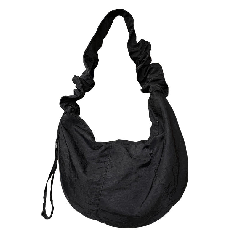 Women's Fashionable Simple Pleated Nylon Cloth Portable Shoulder Bag