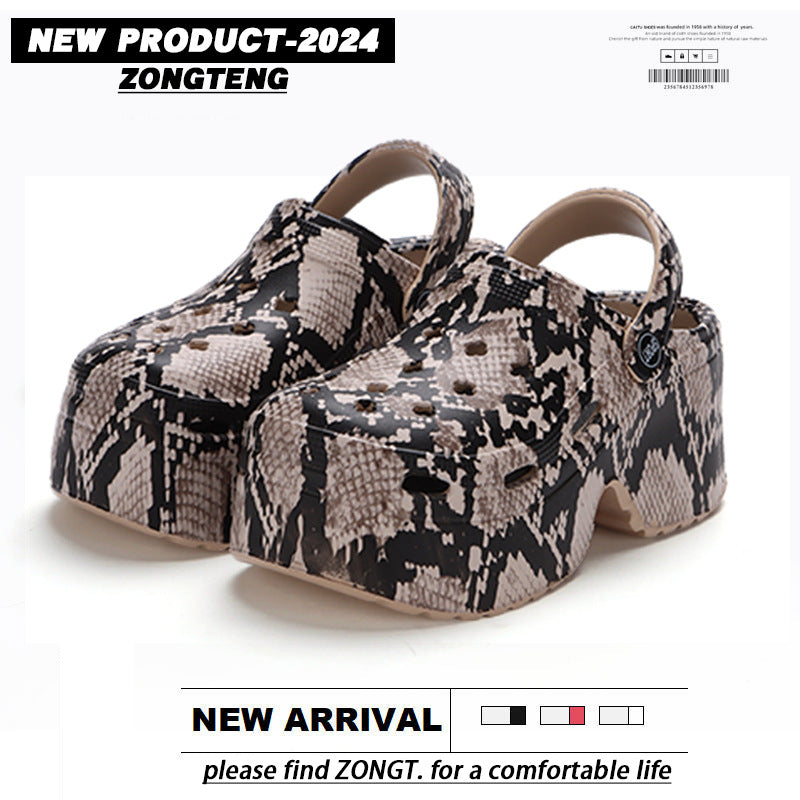 Women's Hole Shoes Summer Wear Leopard Print