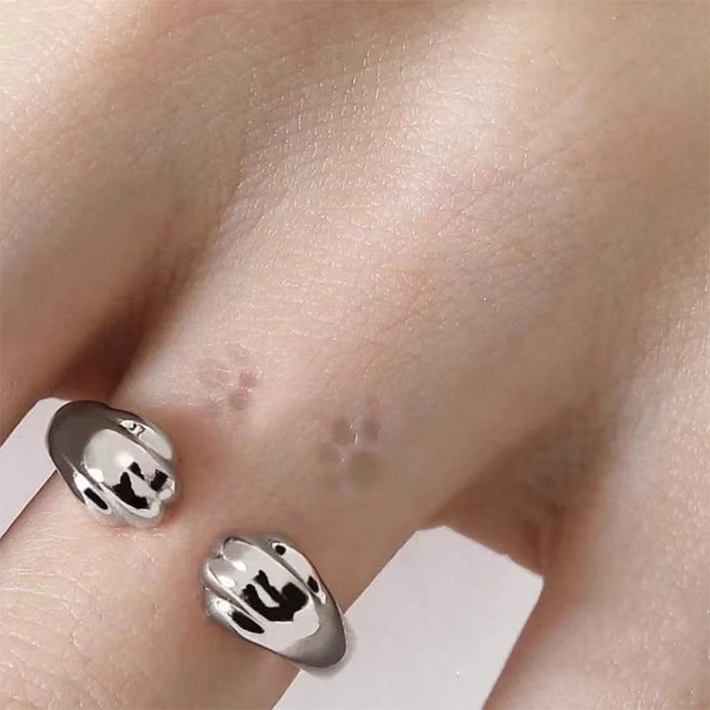 S925 Sterling Silver Simple Cat's Paw Ring