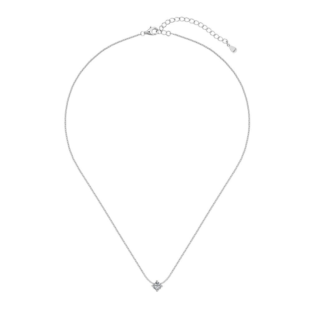Women's Sterling Silver Necklace Simple Zircon Inlaid Design