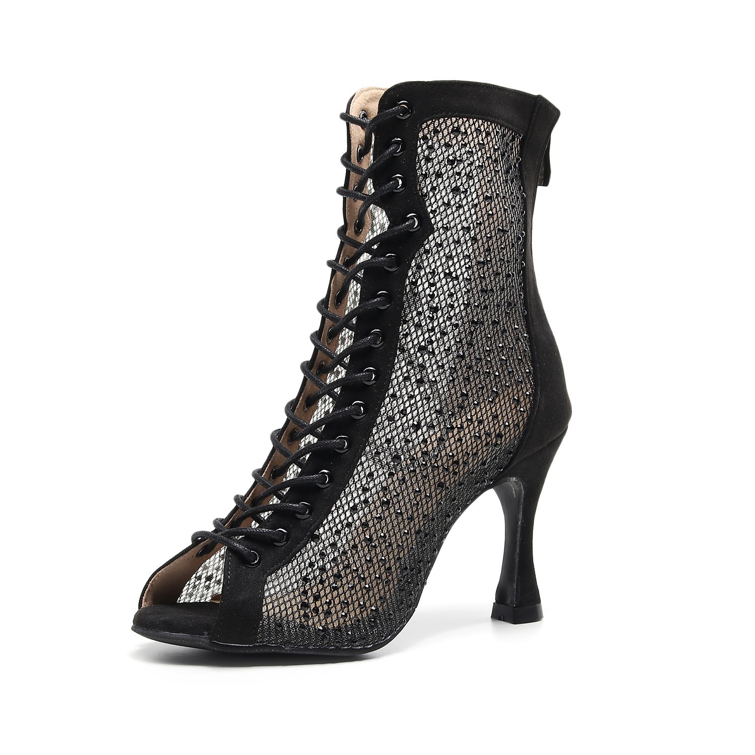 Women's Hot Drilling Black High-heeled Dancing Shoes