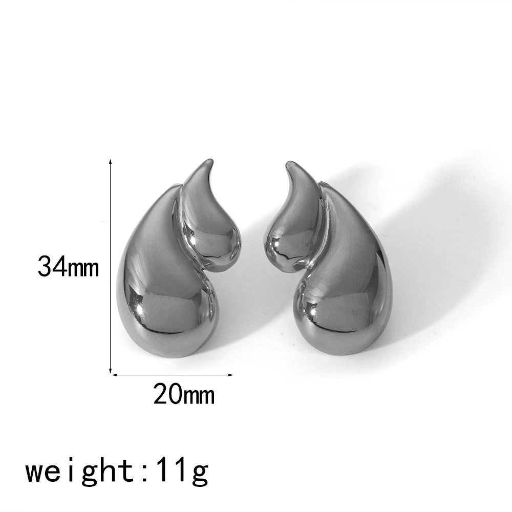 Women's 18K Double-layer Water Drop Stainless Steel Earrings