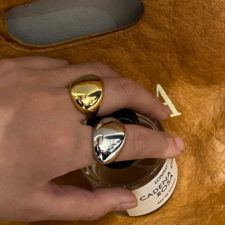 Brass Gold Plating Large Glossy Irregular Ring