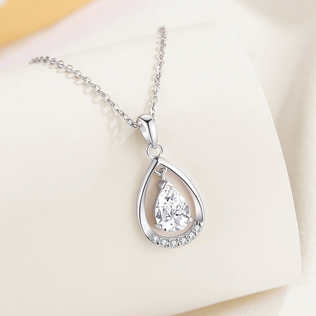 925 Sterling Silver Necklace Female Angel Tears Necklace Fashion Drop-shaped