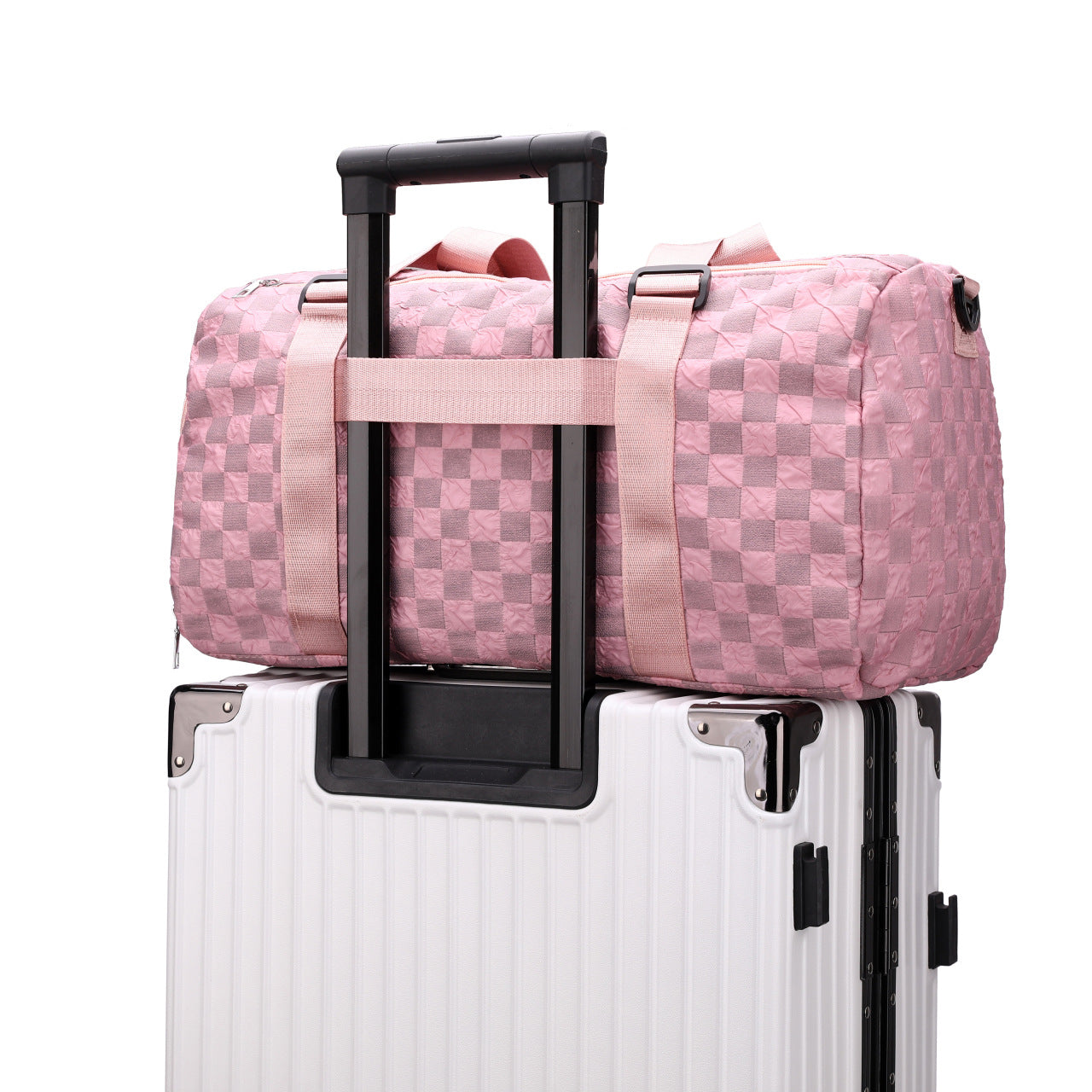 Fashion Plaid Workout Travel Bag Large Capacity Dry Wet Separation