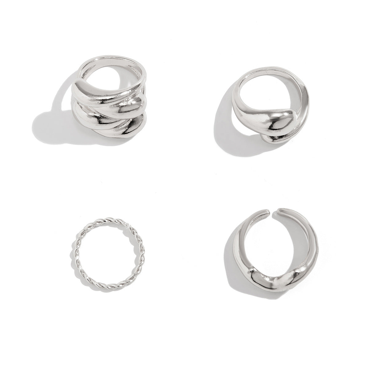 Trendy Design Geometric Glossy Water Drop Ring