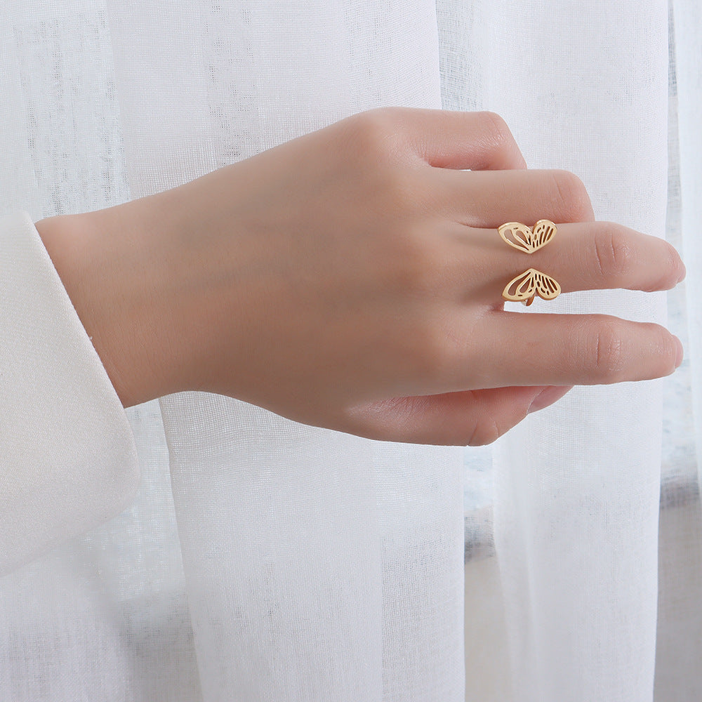 Personality Fashion Normcore Style Hollow Butterfly Ring