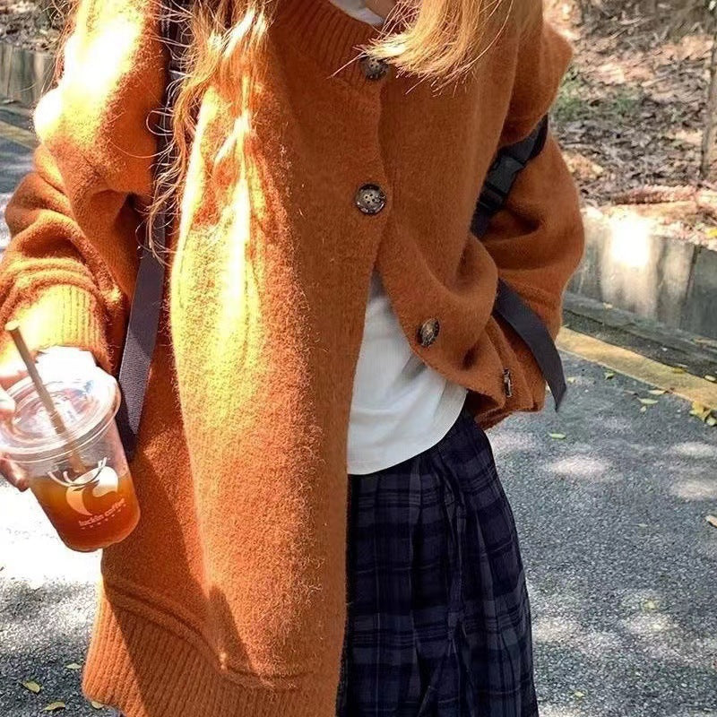 Japanese Lazy Style V-neck Long Sleeve Sweater Coat