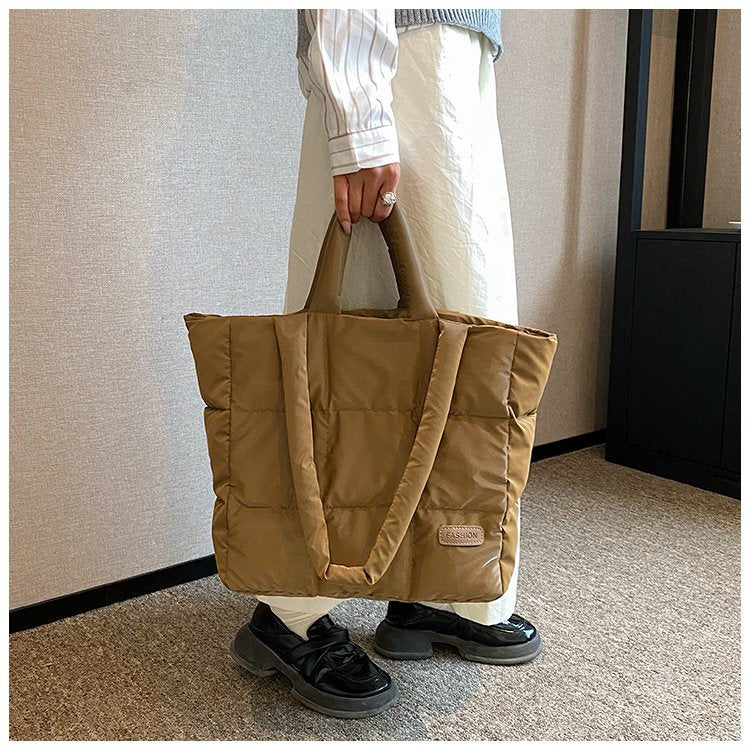 Cotton Jacket Bag Large Capacity Down Jacket Portable Shoulder Bag
