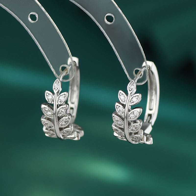 Fashion Micro Inlay Full Diamond Olive Branch Earrings For Women
