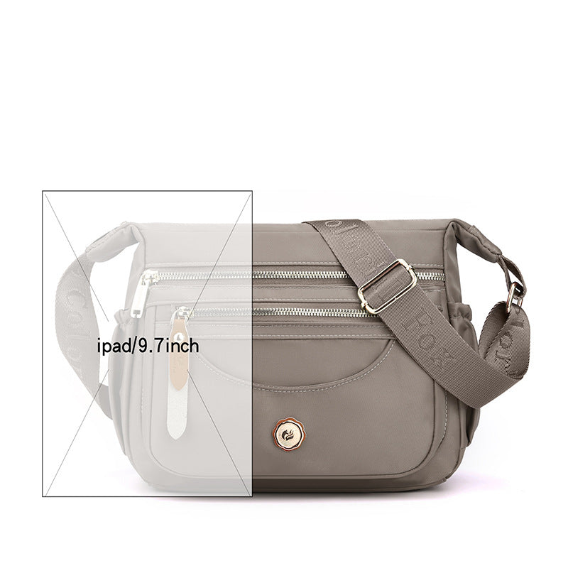 Multilayer One Shoulder Bag Large Capacity Waterproof Nylon Crossbody Bag