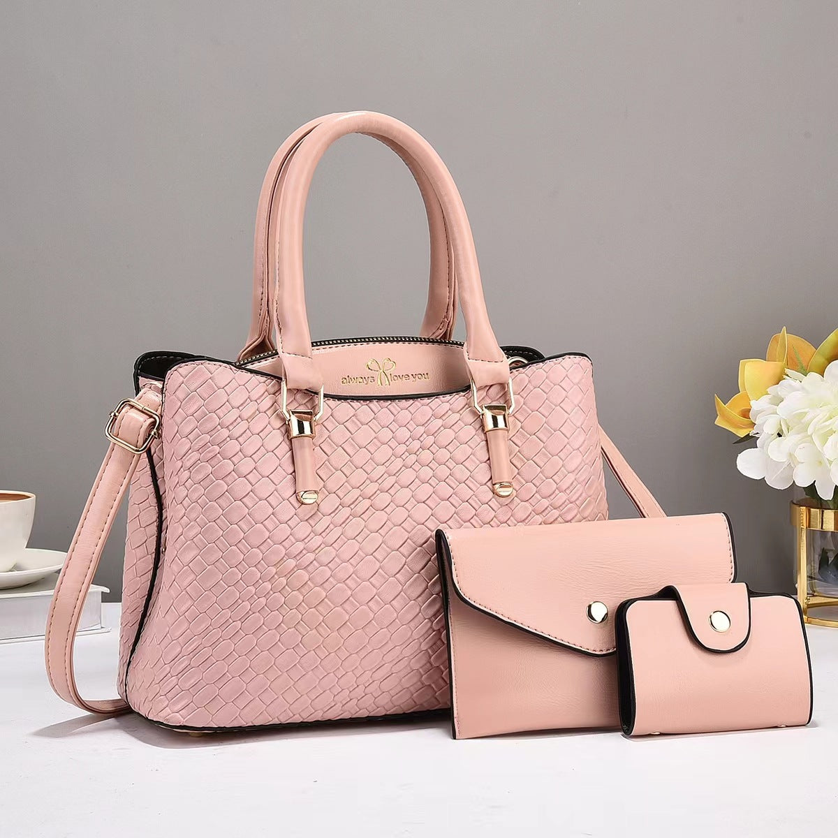 Woven Texture Three-piece Set Large Capacity One Shoulder Combination Bags