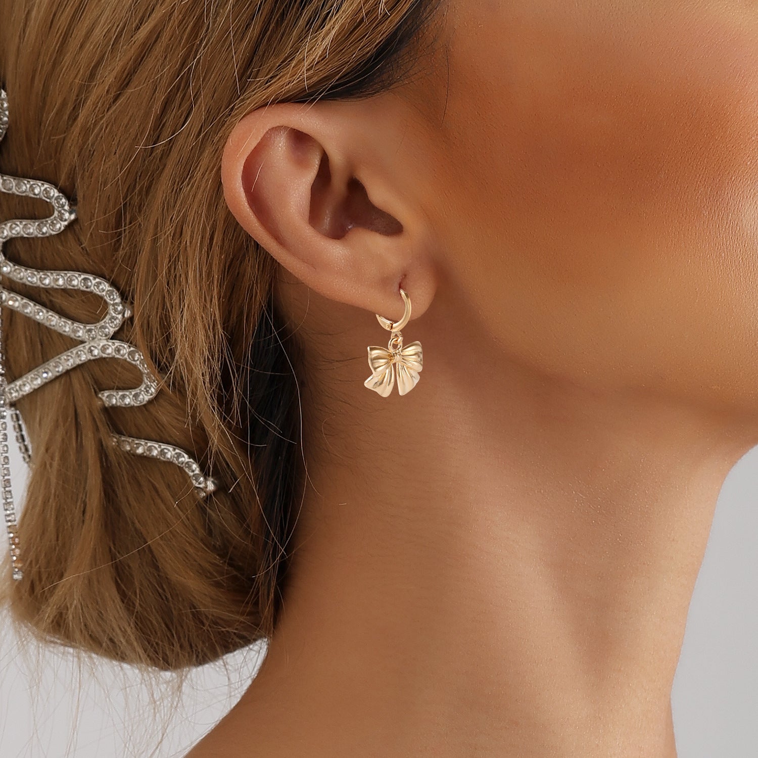 Geometric Bow Metal Earrings For Women