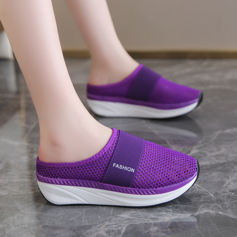 Slip-on Plus Size Platform Mesh Surface Breathable Shoes Ladies