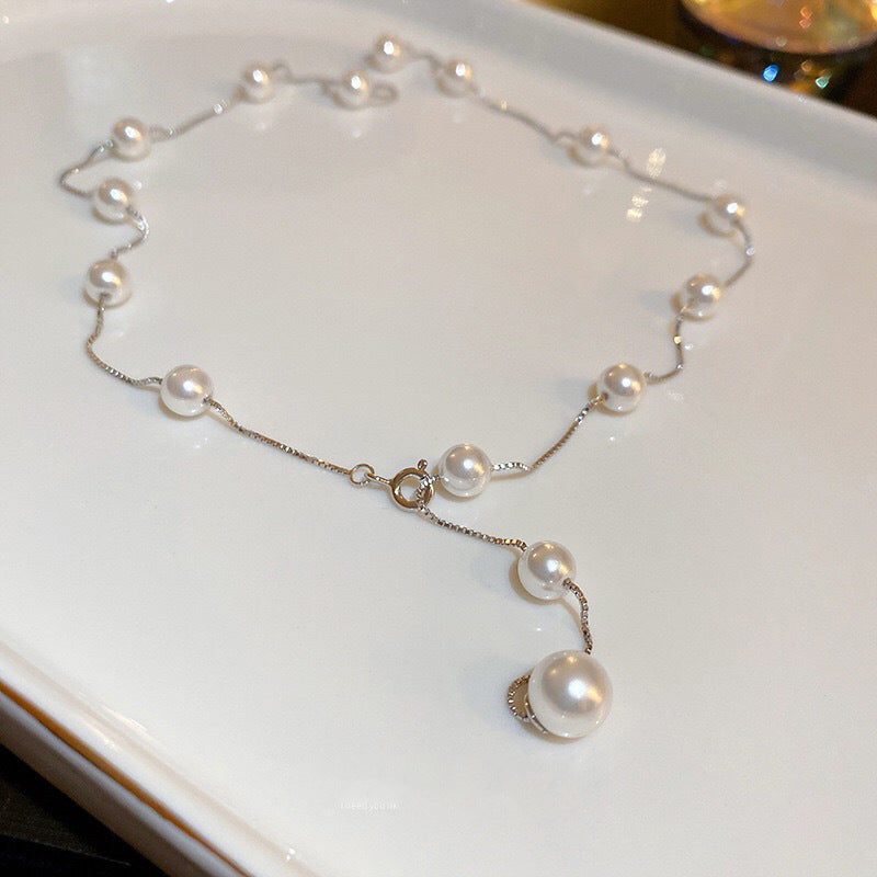 S925 Sterling Silver Multiple Ways To Wear Pearl Necklace