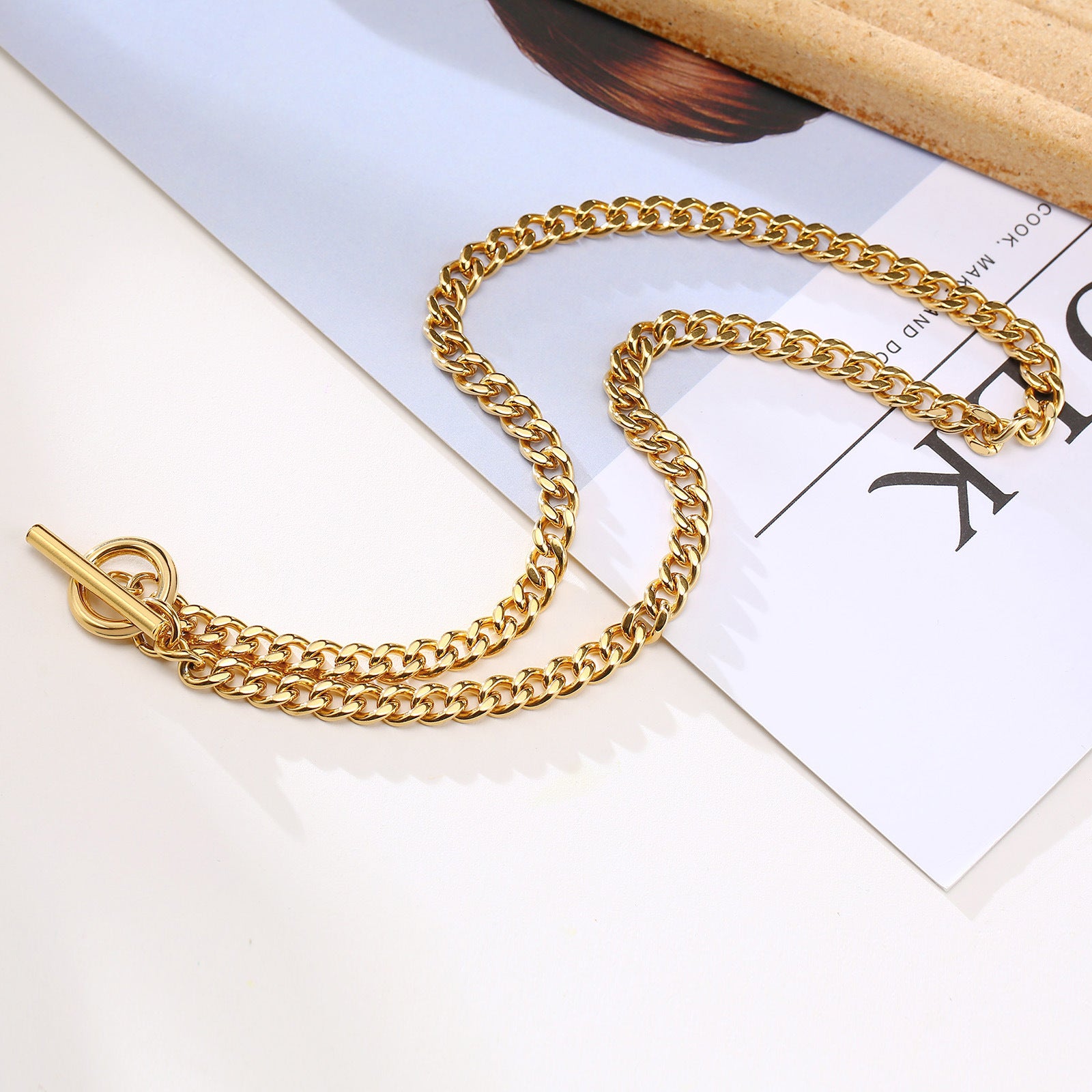 Stainless Steel Grinding Chain Necklace Gold Women's Clavicle Chain
