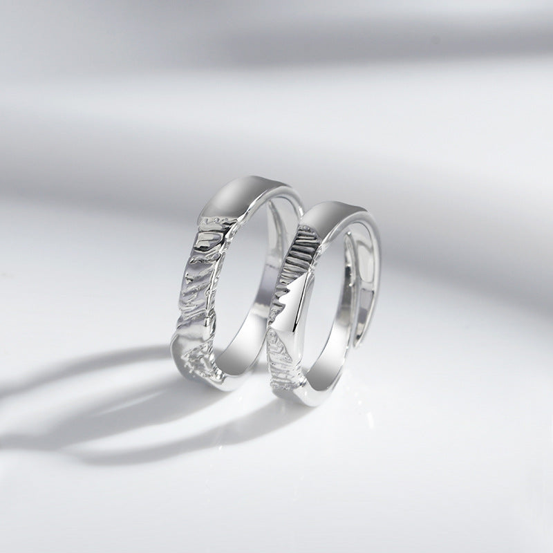 Mountain And River Eyeground Couple Ring Minority Simple Design