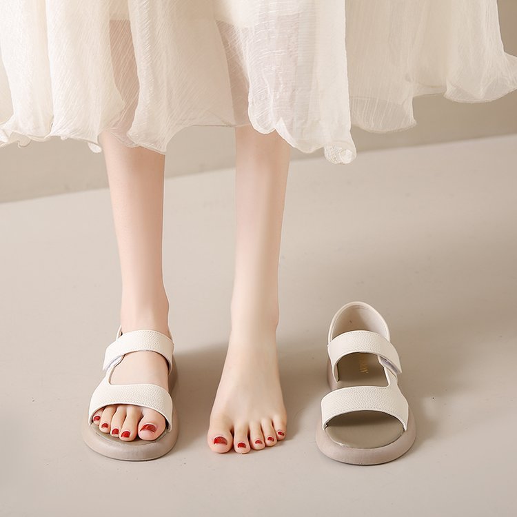 Simple Toe Round Head Thick Bottom Fairy Style Sandals