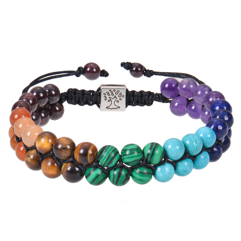 Fashion Jewelry 6mm Colorful Natural Stone Double-layer Bracelet