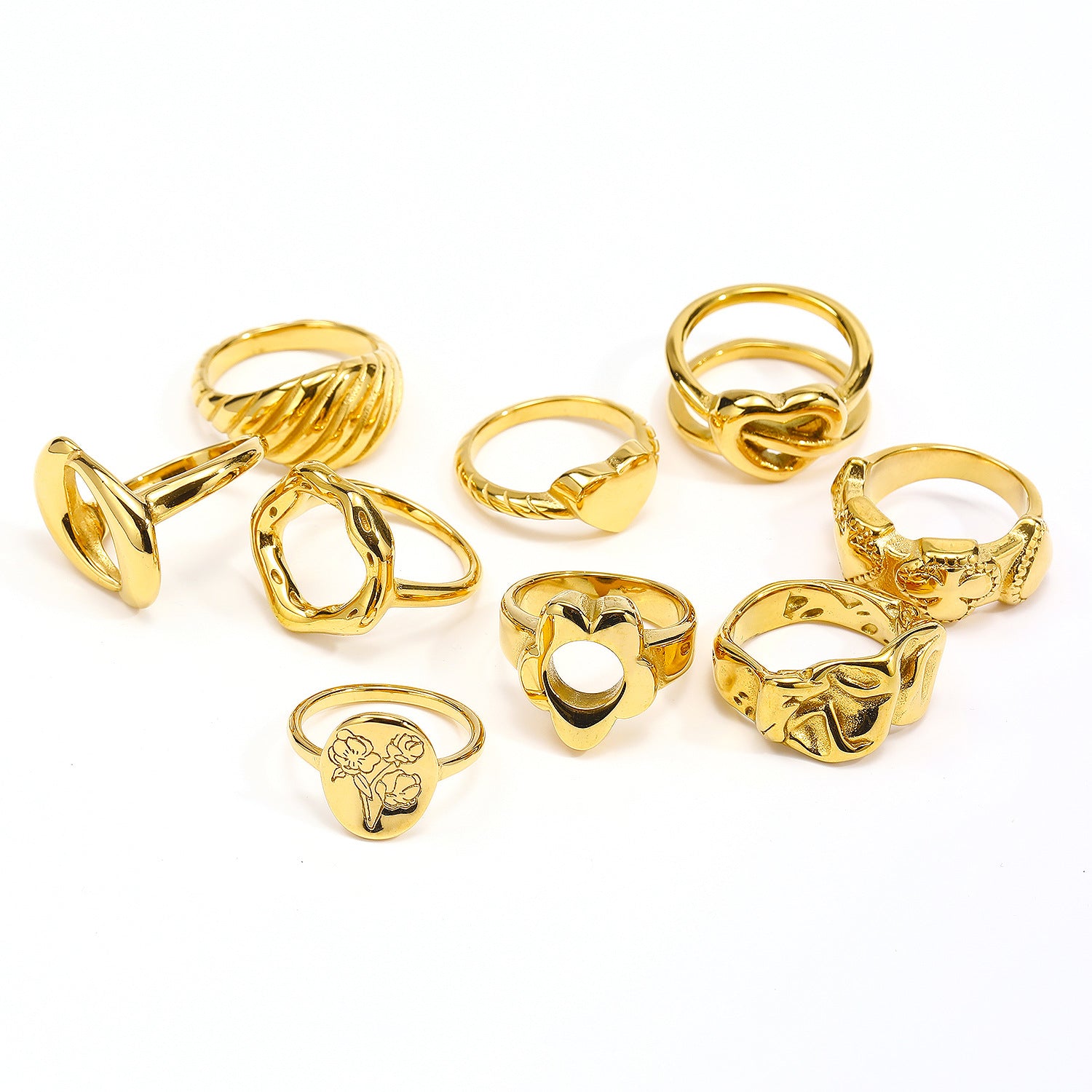 Niche Temperament All-match Heart-shaped Flower Titanium Steel Ring