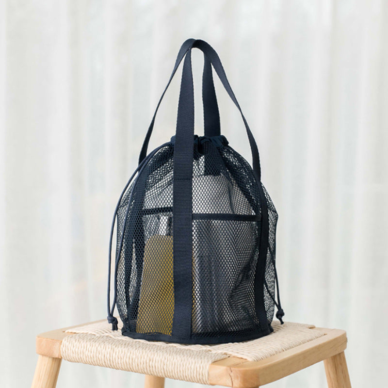 Travel Storage Bag Mesh Hollow Out Handbag Drawstring Wash Bag