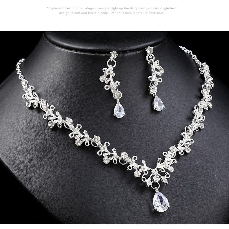 Necklace And Earrings Suite Female Clip Zircon Accessories