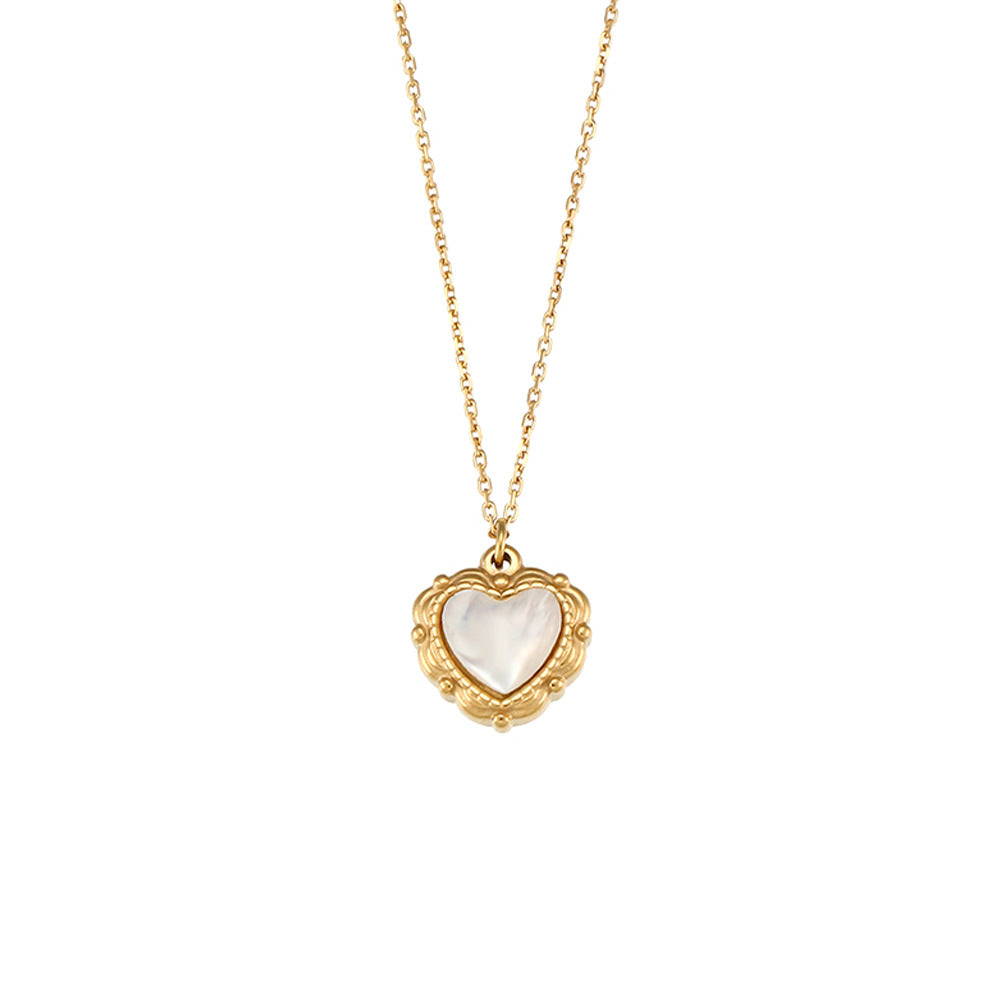High-grade Love Light Luxury Pendant Jewelry Stainless Steel 18k Gold Plating Vintage Shell Love Necklace