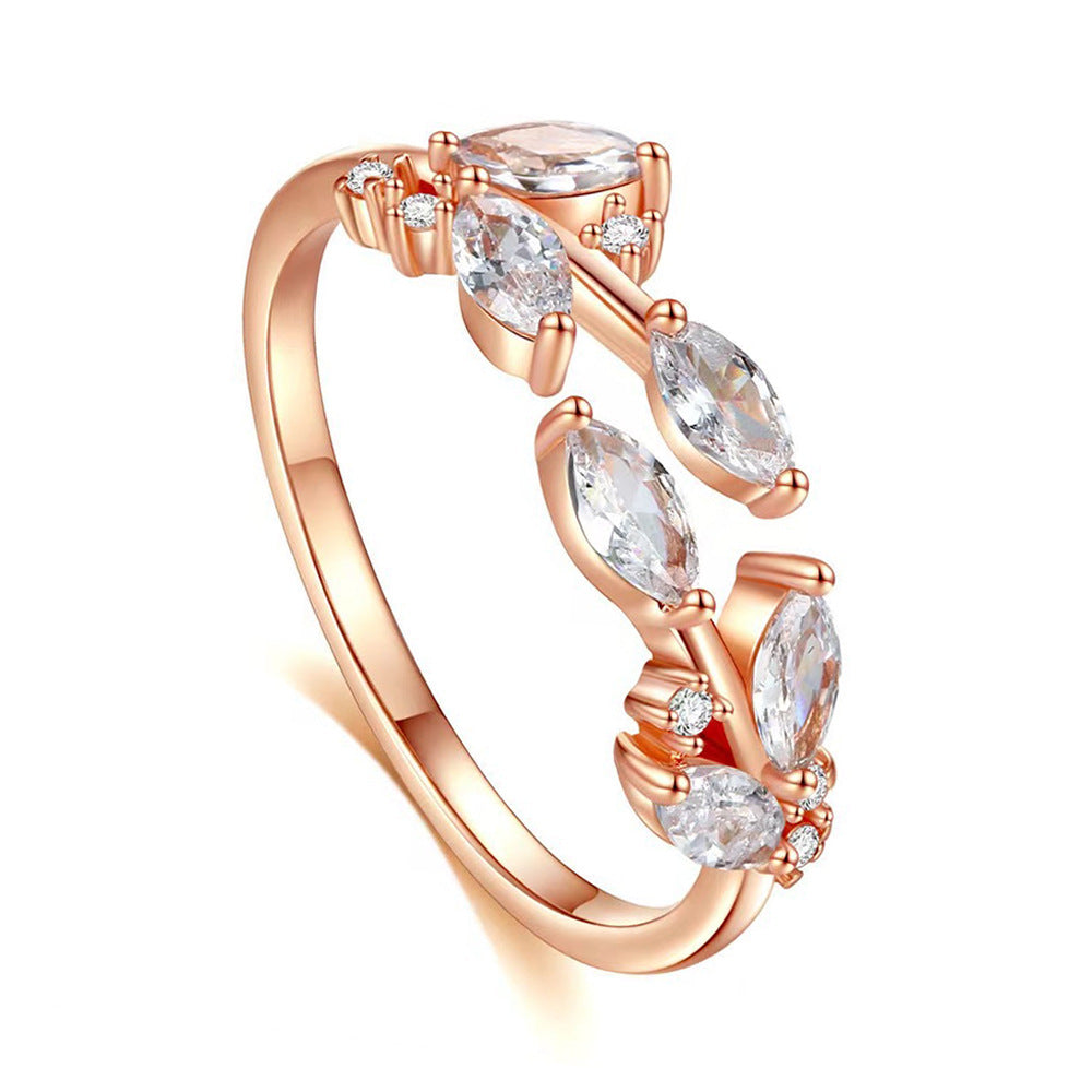 Design Leaf Zircon Ring For Women
