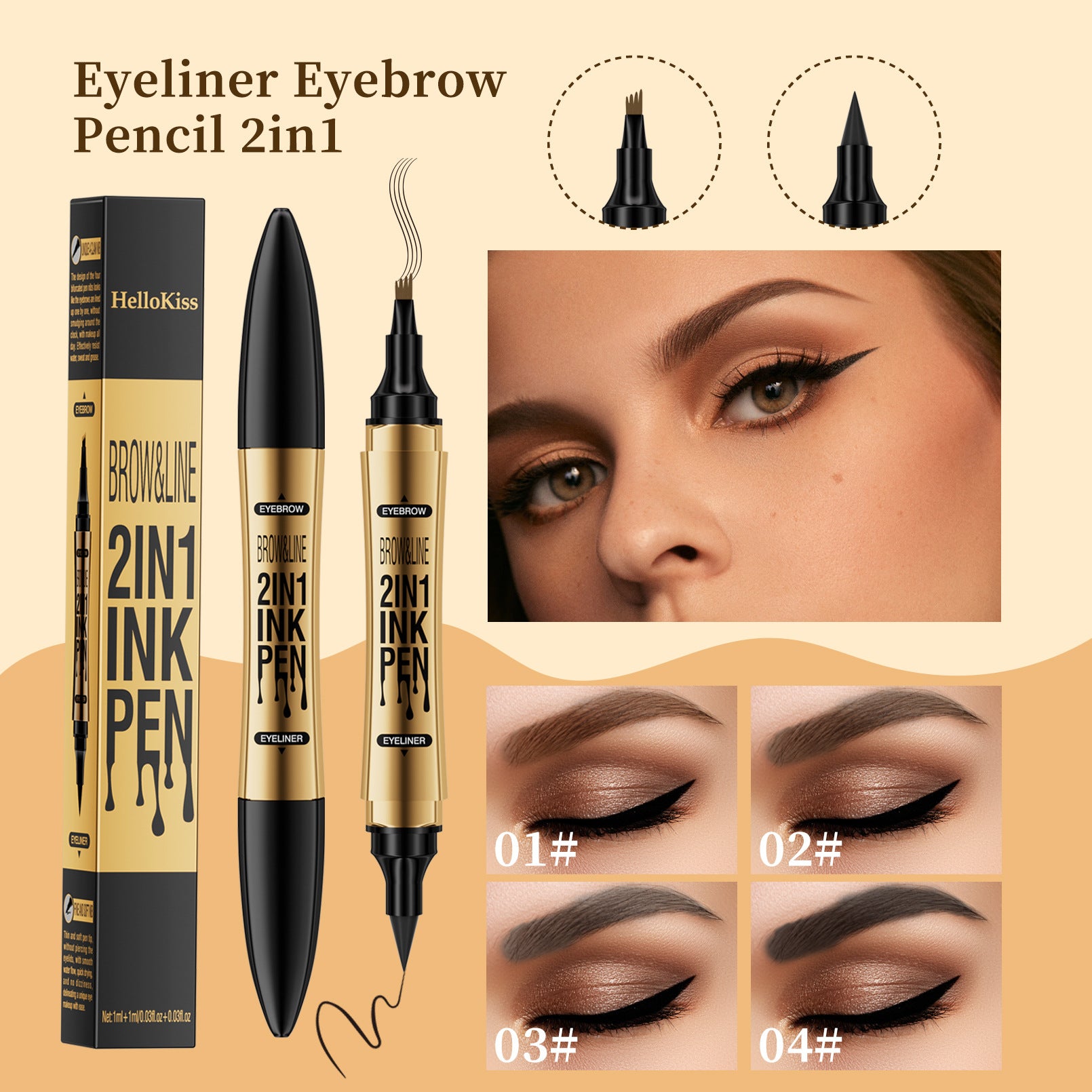 Eyeliner Eyebrow Pencil Two-in-one