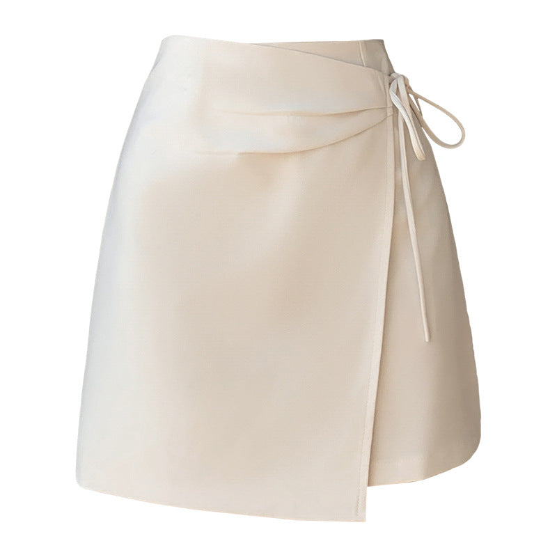 Lace-up Asymmetric Skirt Skirt New Chinese Style Pleated Skirt