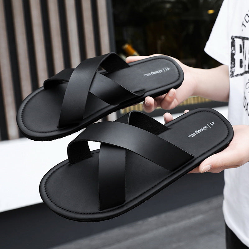 Lightweight Soft Sole Comfortable Black Fashion Casual Simple Men's Slippers