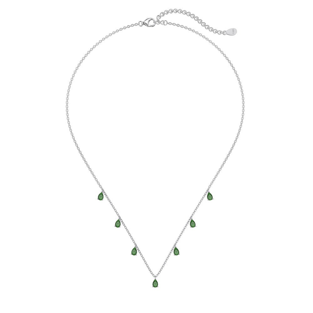 Silver S925 Pear-shaped Drop-shaped Inlaid Fringed Zircon Small Pendant Necklace