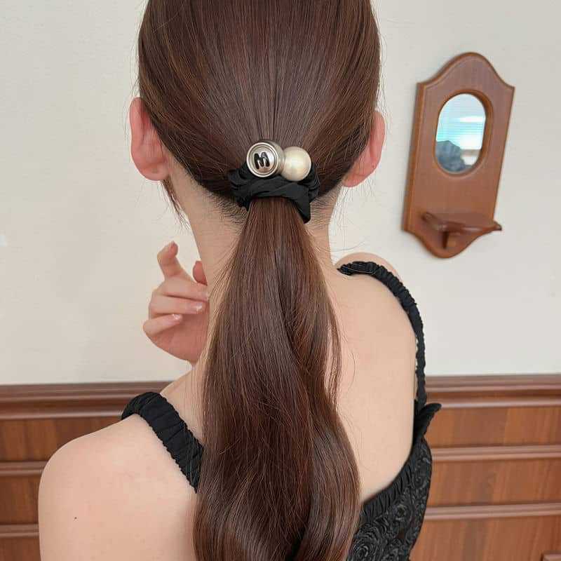 Exquisite Letter Pearl Hair Band Towel Hair Rope Durable Ins Style