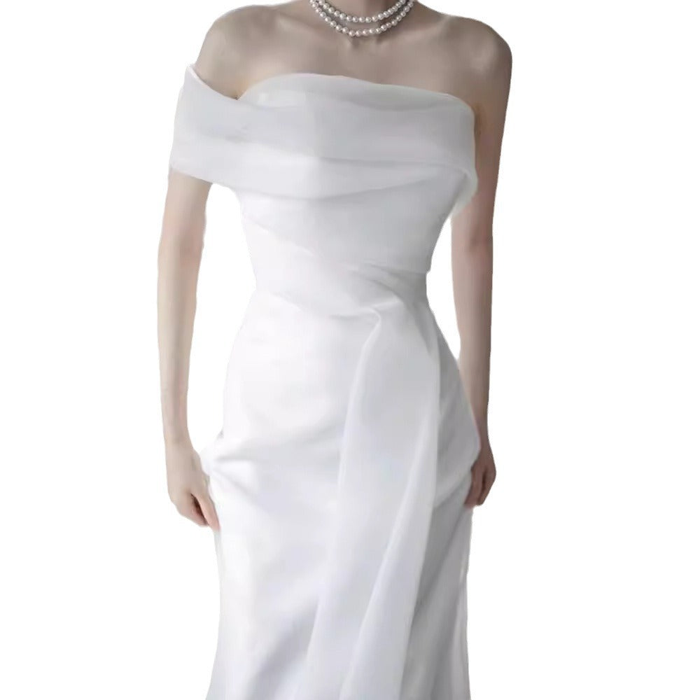 French Off-shoulder Light Wedding Dress Bride