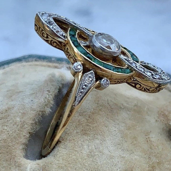Vintage Alloy Inlaid Zircon Ring For Women
