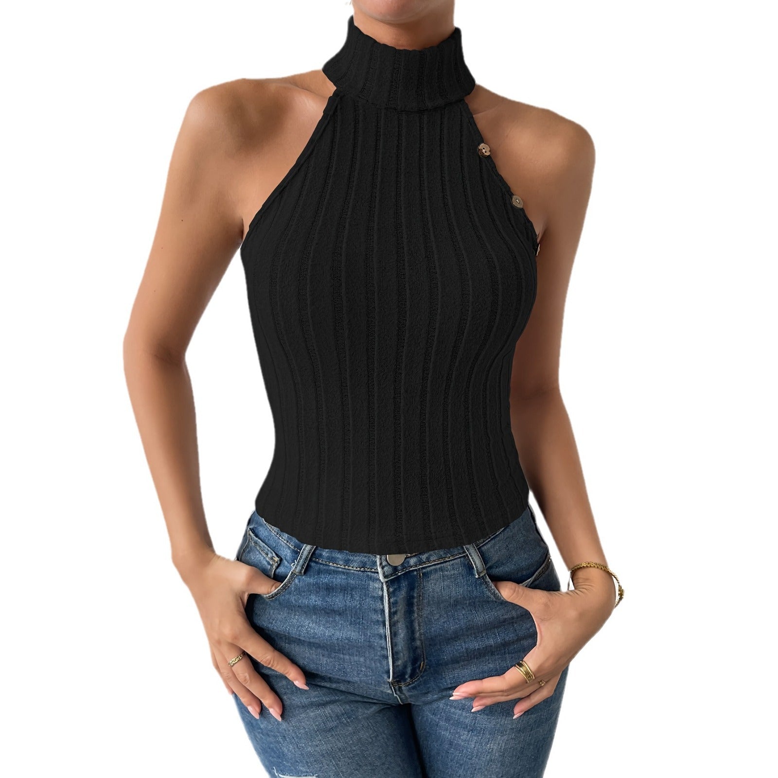 Sleeveless Slimming And Tight Knitted Top